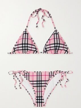 Burberry Triangle Check Plaid Bikini in Pink | Size XS